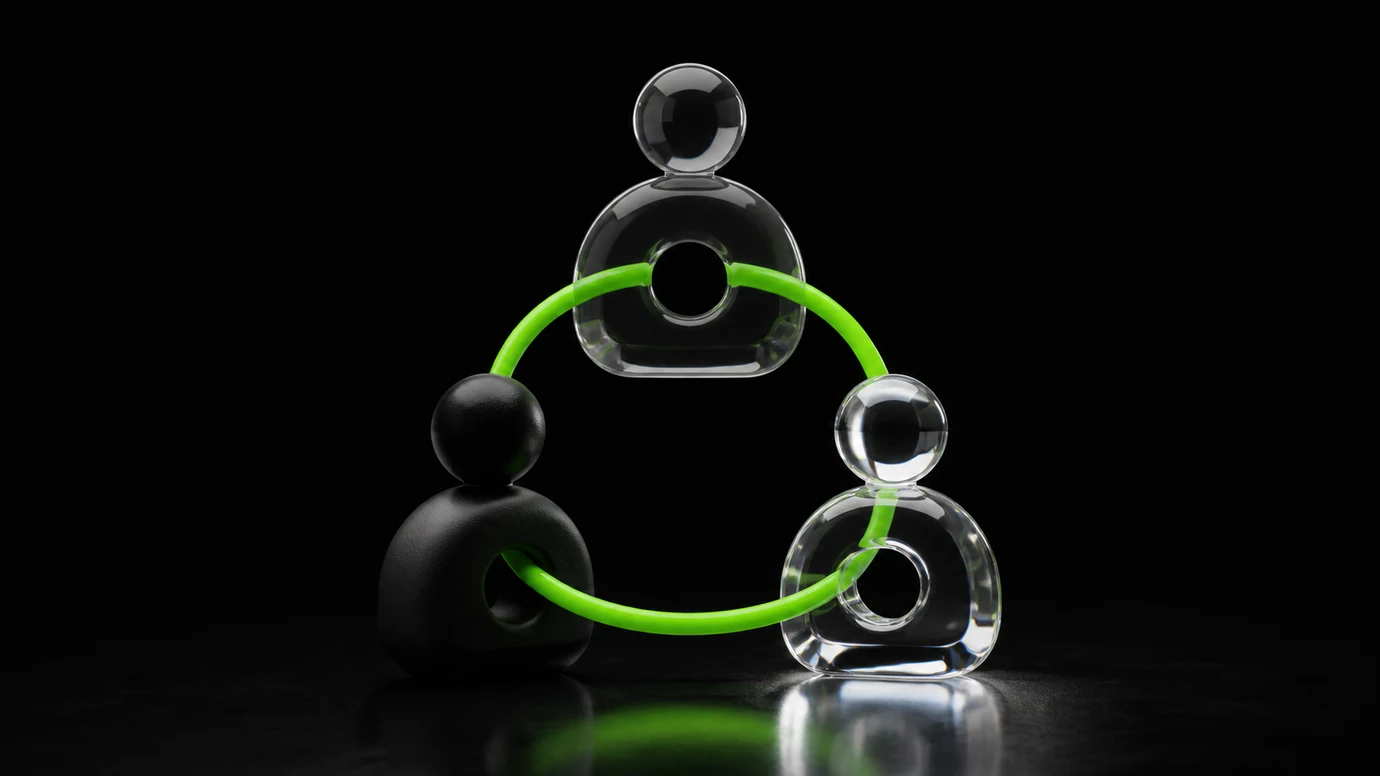Three contrasting marketplace forms connected by a continuous lime value loop