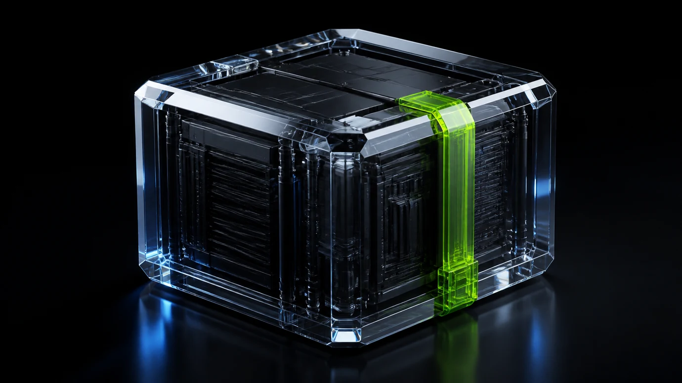A lime security seal enclosing a protected black website core inside a transparent containment shell