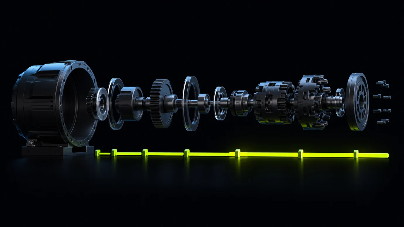 A lime calibration bar measuring the complexity of an exploded custom software assembly