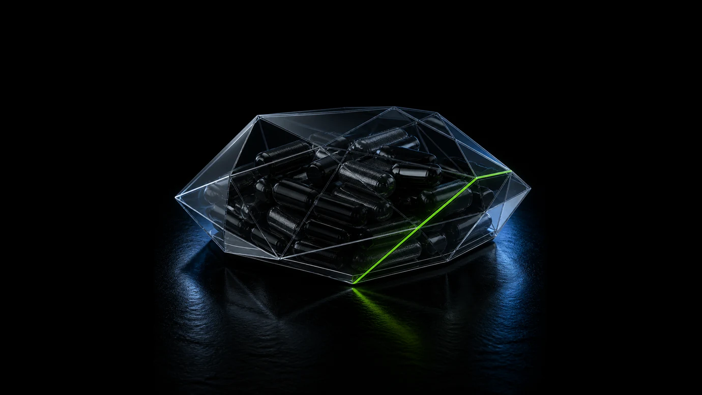 A lime consent boundary sealing personal data inside a transparent faceted container