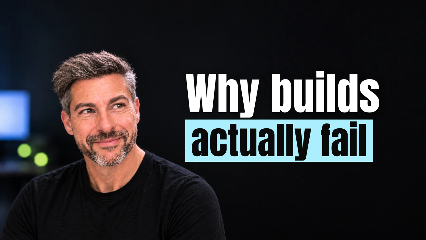 James Ansell, founder of Code23, glancing at the headline Why builds actually fail