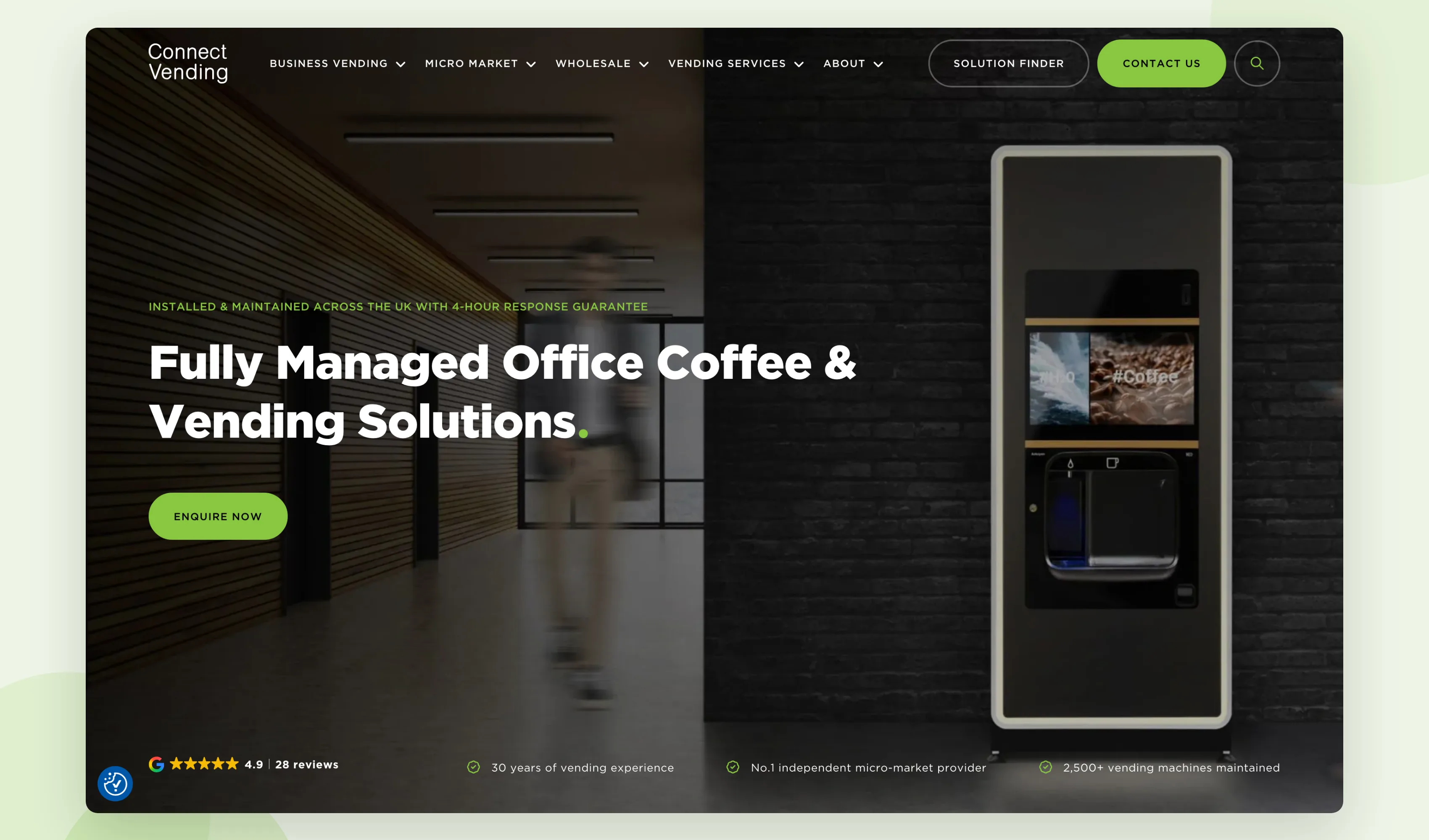 Connect Vending homepage showcase