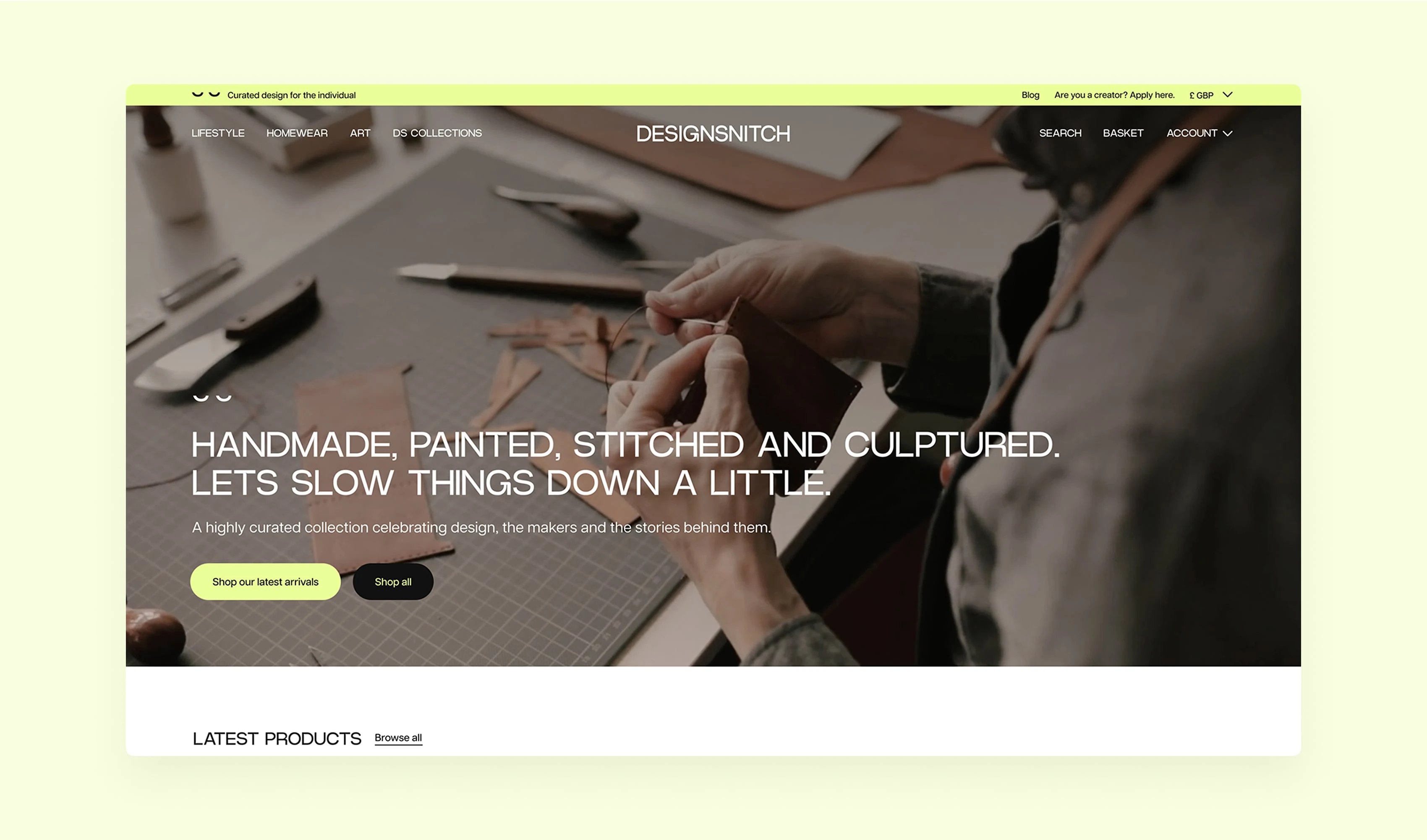 Designsnitch marketplace home showcase