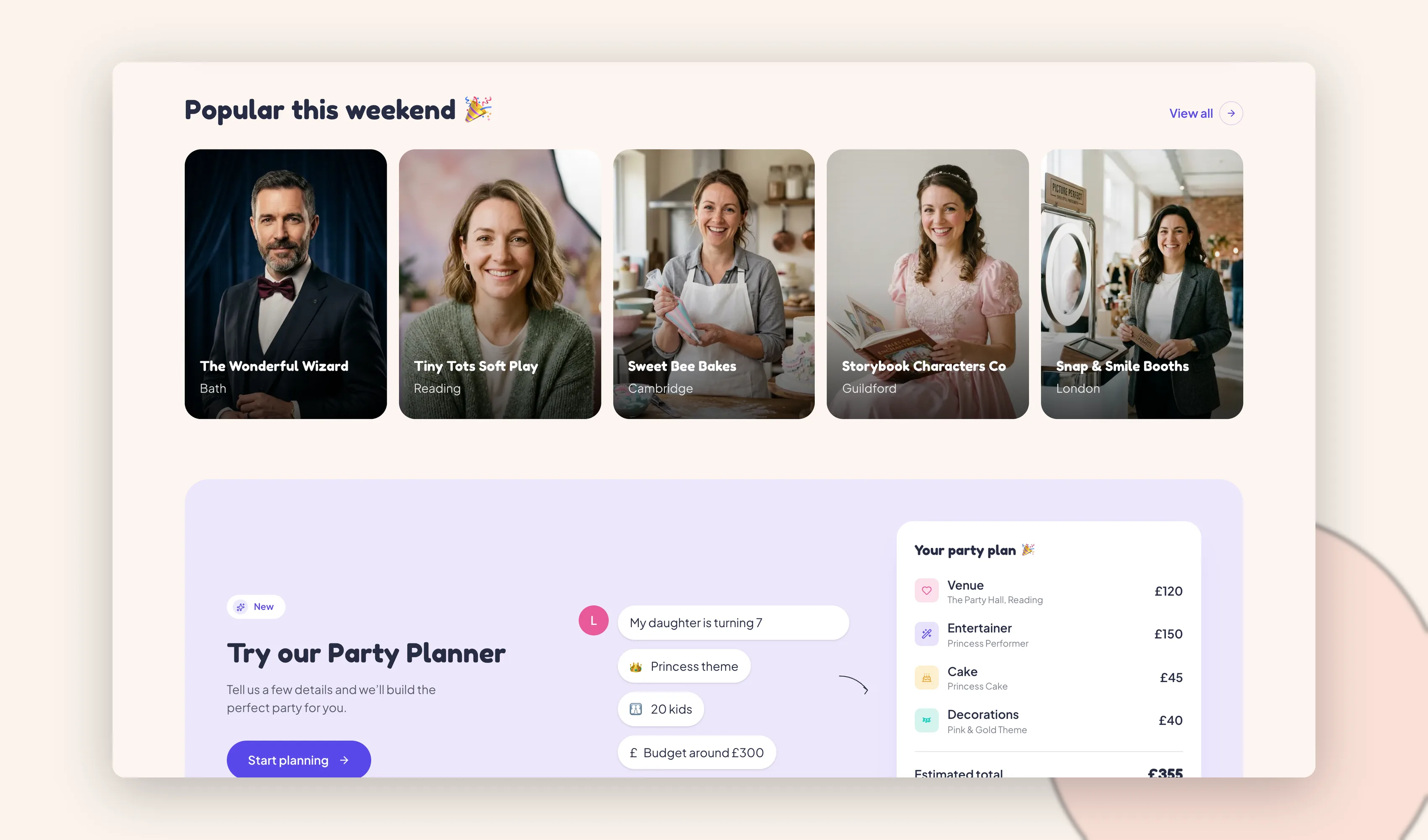 Jollee discovery and party planner showcase