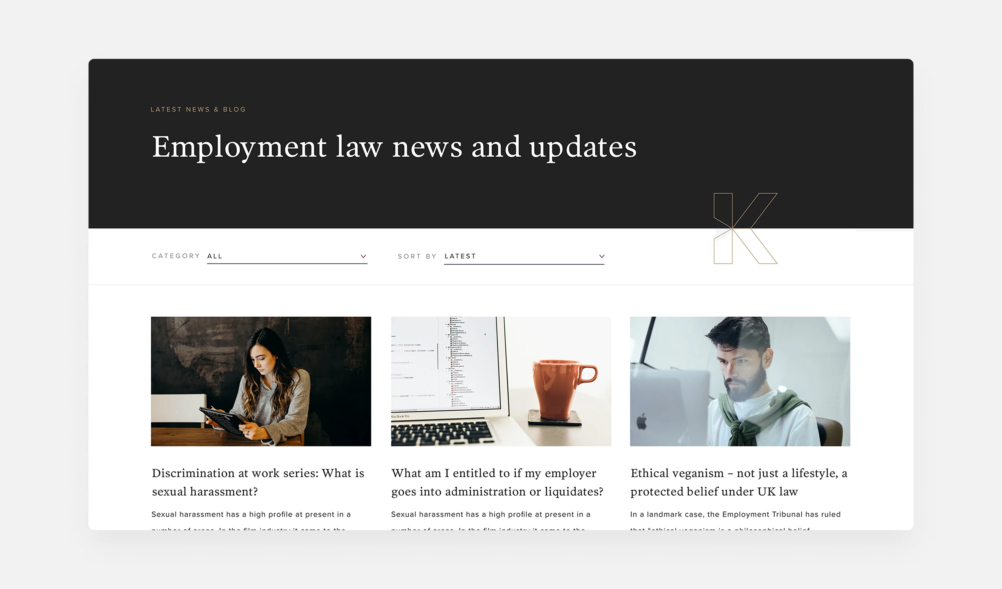 KLG Law content system showcase