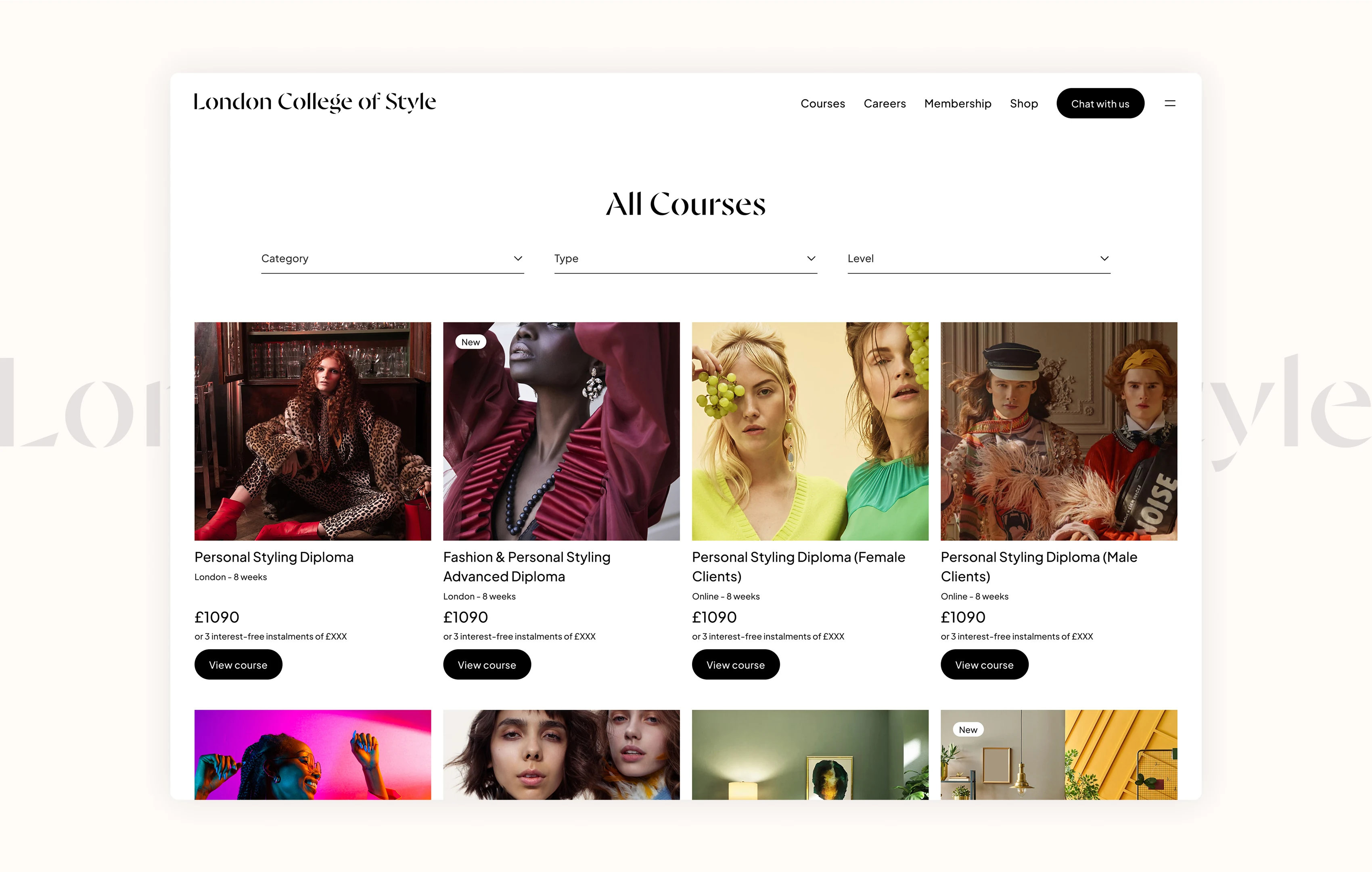 London College of Style responsive system showcase