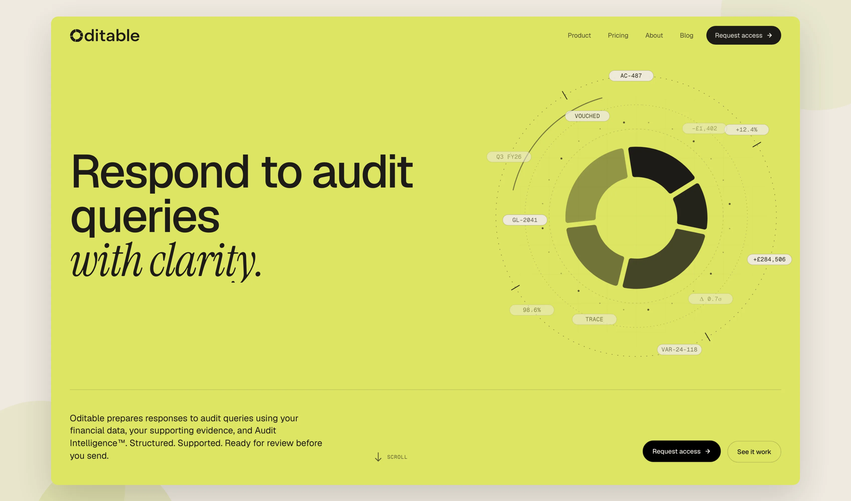 Oditable marketing site showcase