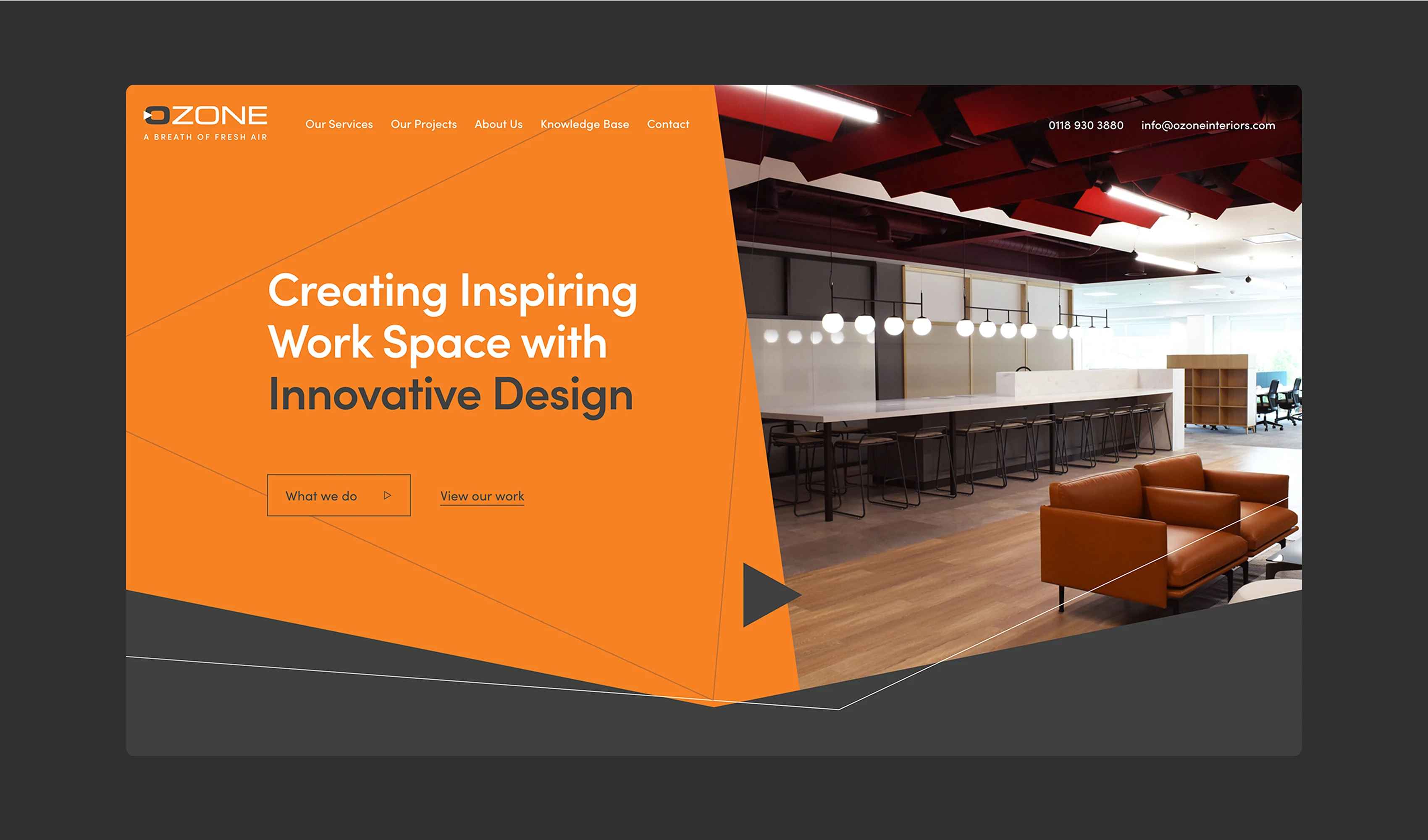 Ozone Interiors portfolio homepage showcase