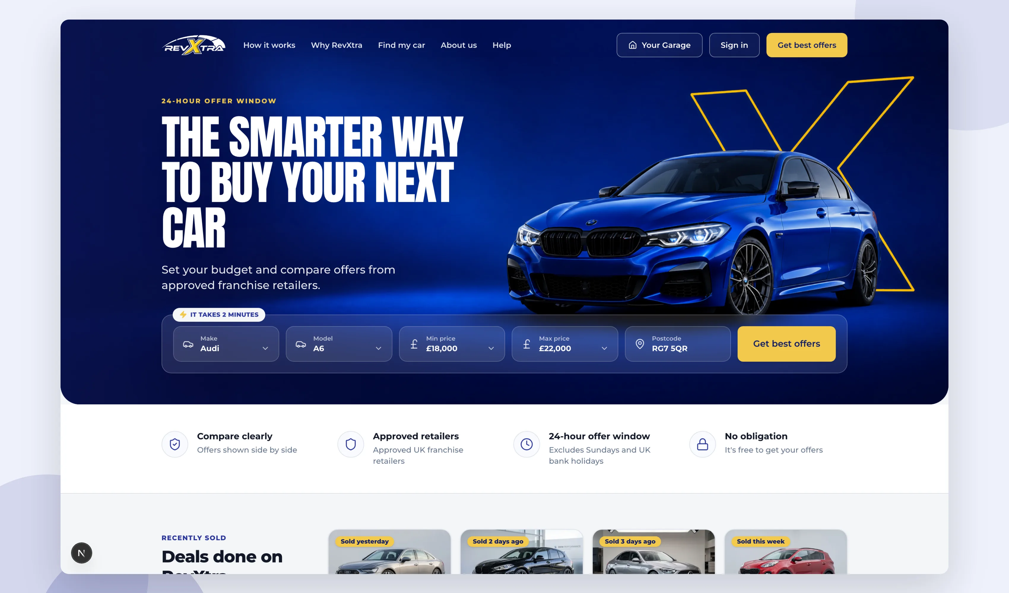 RevXtra consumer homepage showcase