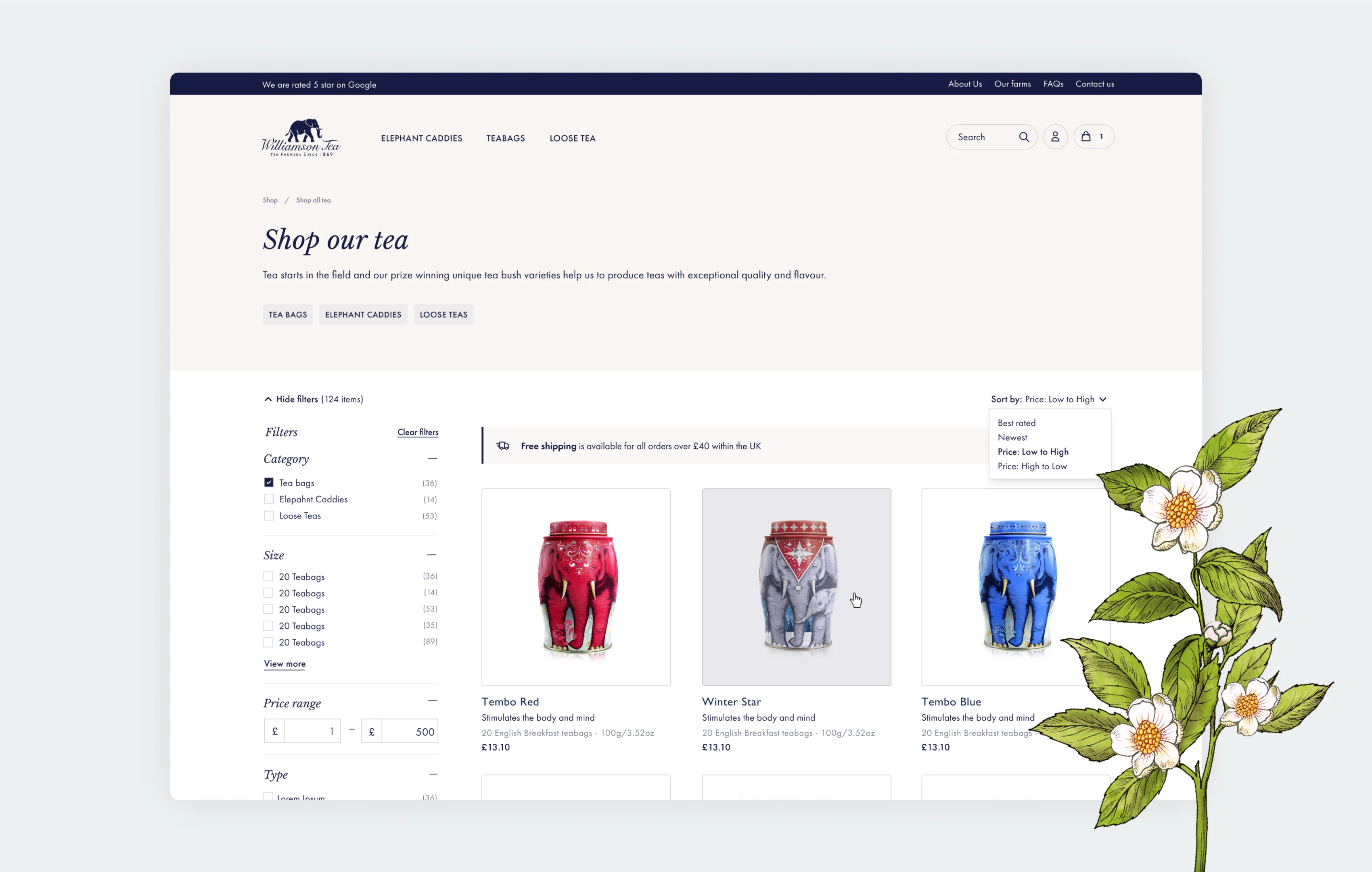 Williamson Tea ecommerce experience showcase